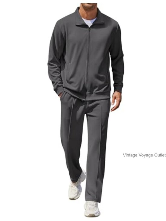 Other - Matching 2 Piece Athletic Full Zip Tracksuit Jacquard Jogging Set Jacket and